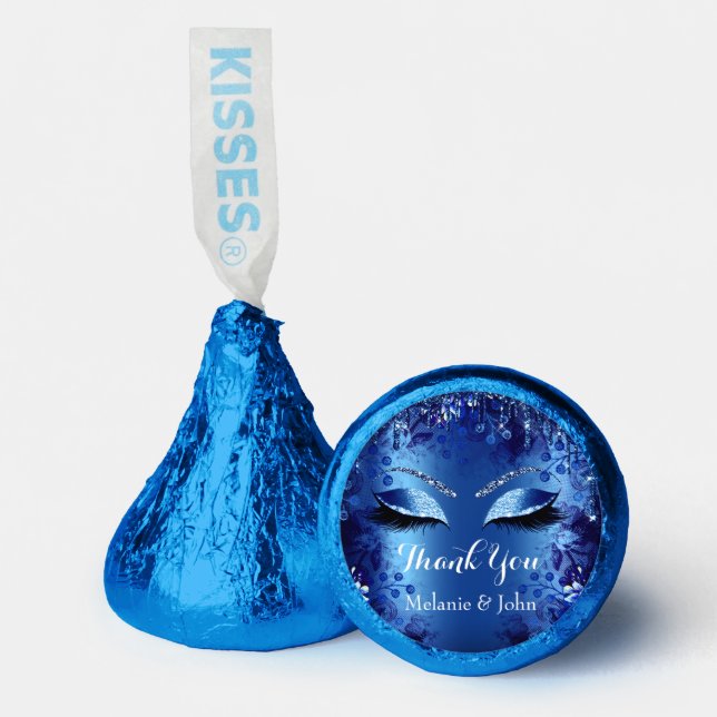 Thank Name Floral Drip Sweet 16th Bridal Blue  Hershey®'s Kisses® (Front)