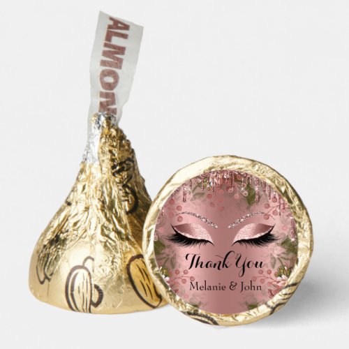 Thank Name Floral Drip Sweet 16th Bridal Rose Gold Hersheys Kisses