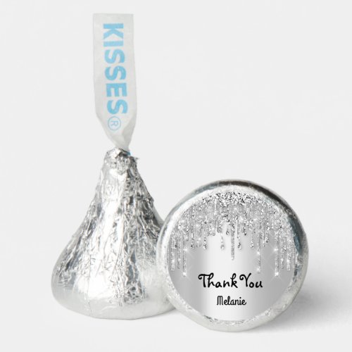 Thank Name Glitter Silver Sweet 16th Bridal Hersheys Kisses