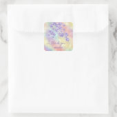 Thank Name Holograph Floral Glitter Dusty Lavender Square Sticker (Bag)