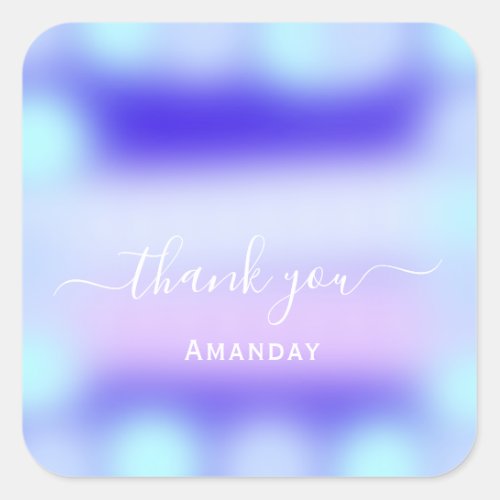 Thank Name Holograph Sweet 16th Blue Pink Royal Square Sticker