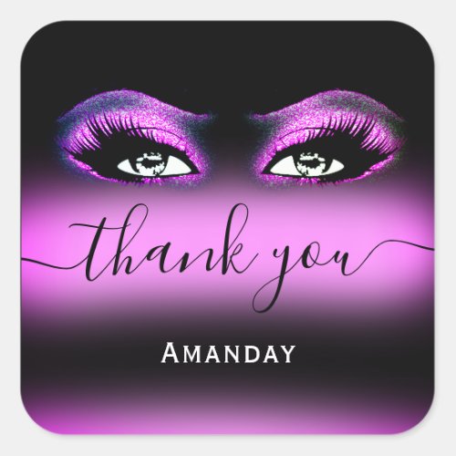 Thank Name Hot Pink Black White Boutique Shop Logo Square Sticker