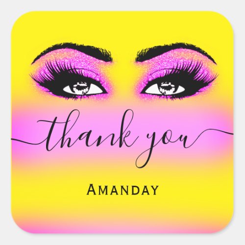 Thank Name Hot Pink Lemon Boutique Shop Logo Square Sticker