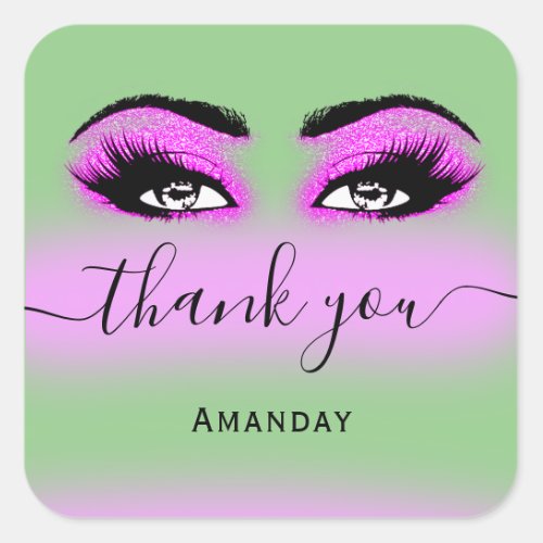 Thank Name Hot Pink Mint Boutique Shop Logo Square Sticker