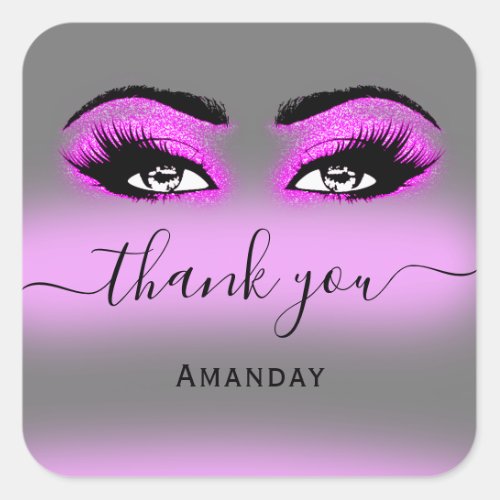 Thank Name Hot  Pink  Online  Boutique Shop Logo Square Sticker