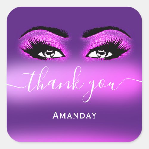 Thank Name Hot Pink Purple Boutique Shop Logo Square Sticker