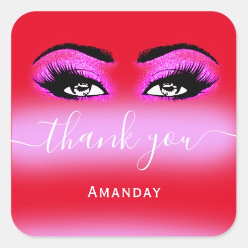 Thank Name Hot Pink Red Boutique Shop Logo Square Sticker