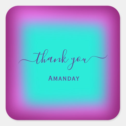 Thank Name Ocean  Holographic Pink Berry Sweet16th Square Sticker