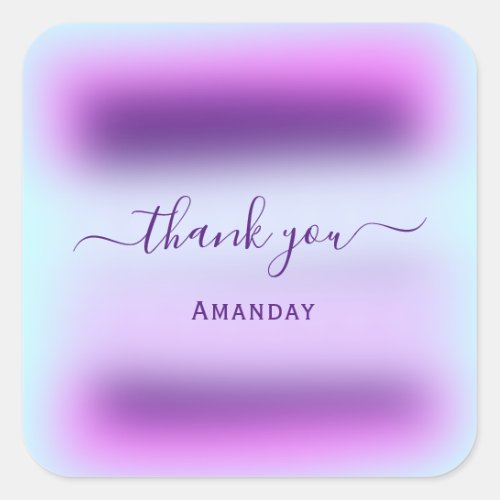 Thank Name Pink Holographic  Bridal Sweet16th Square Sticker