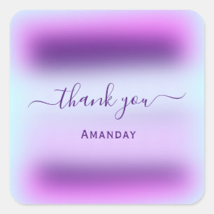 Thank Name Pink Holographic Bridal Sweet16th Square Sticker