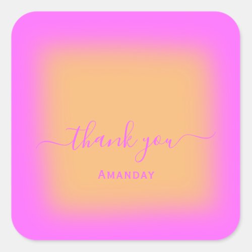 Thank Name Pink Makeup Artist Small Business Lemon Square Sticker