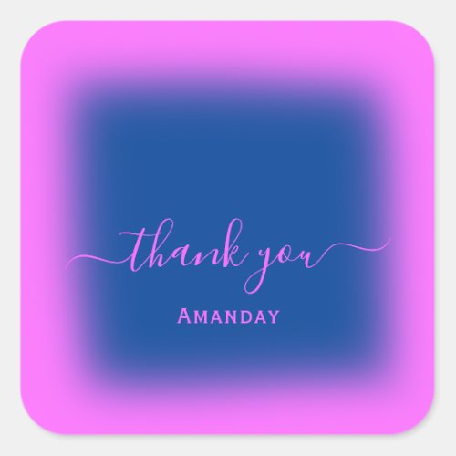 Thank Name Pink Makeup Artist Small Business Navy Square Sticker