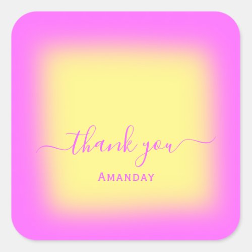 Thank Name Pink Makeup Artist Small Business Yello Square Sticker