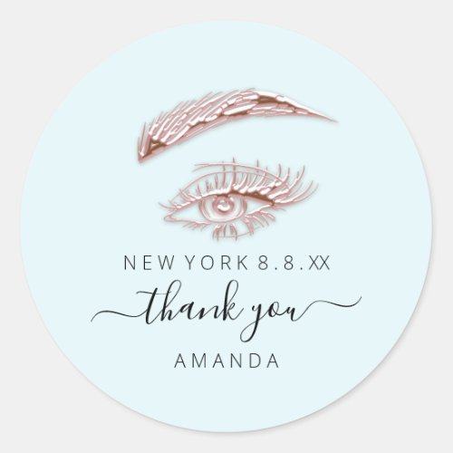 Thank Name Rose Blue  Lashes Microblade Makeup   Classic Round Sticker