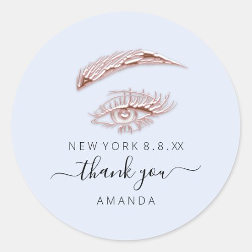 Thank Name Rose Blue  Lashes Microblade Makeup  Classic Round Sticker