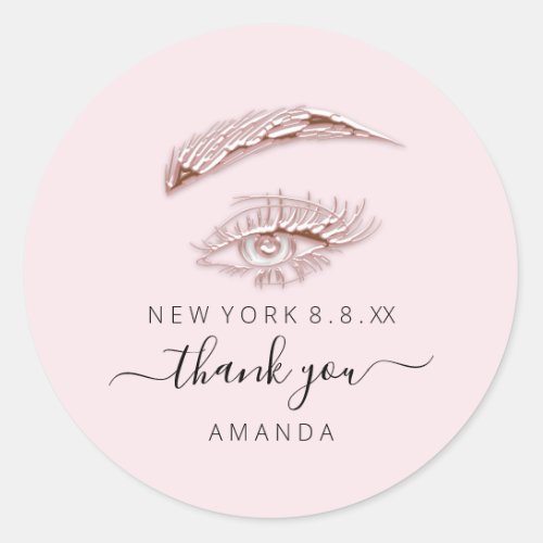 Thank Name Rose Blue  Lashes Microblade MInimalism Classic Round Sticker