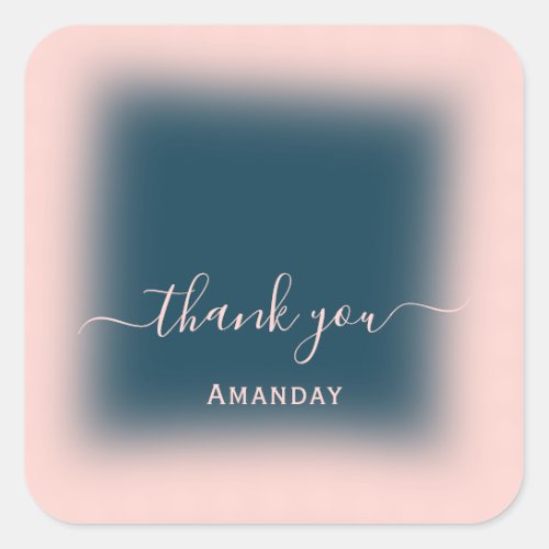 Thank Name Rose Blue Navy Small Business Online Square Sticker