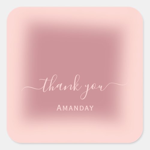 Thank Name Rose Blush  Business  Online Boutique Square Sticker