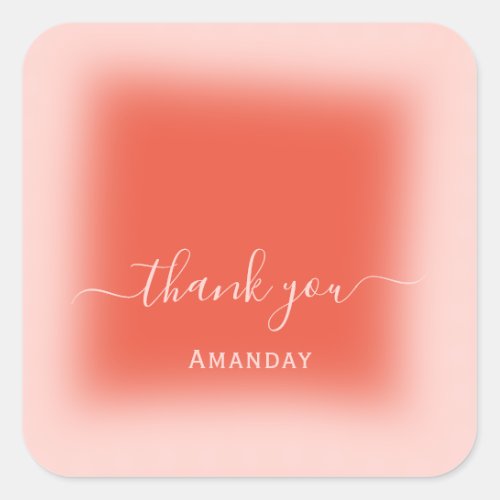Thank Name Rose Coral Business  Online Boutique Square Sticker