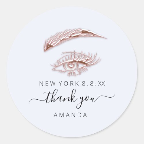 Thank Name Rose Lashes Logo Blue Pastel Simply  Classic Round Sticker