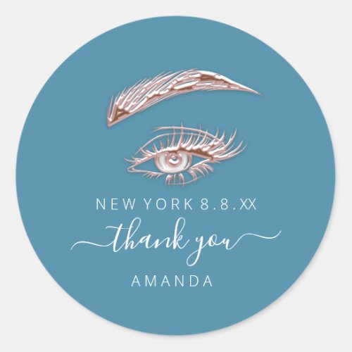 Thank Name Rose Lashes Logo Rose  Classic Round Sticker