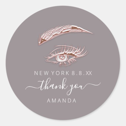 Thank Name Rose  Lashes Microblade Beige  Classic Round Sticker