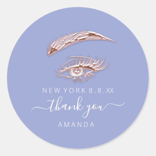 Thank Name Rose  Lashes Microblade Blue Pastel Classic Round Sticker