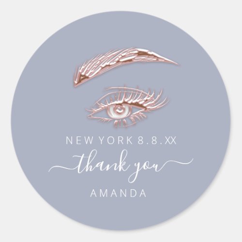 Thank Name Rose  Lashes Microblade Blue Smoky Classic Round Sticker