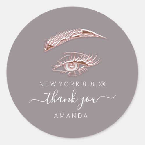 Thank Name Rose  Lashes Microblade Ivory Classic Round Sticker