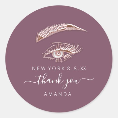 Thank Name Rose  Lashes Microblade Pink Classic Round Sticker