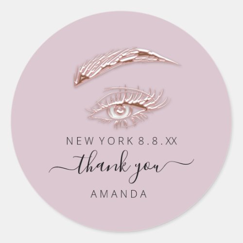 Thank Name Rose  Lashes Microblade Pink Classic Round Sticker