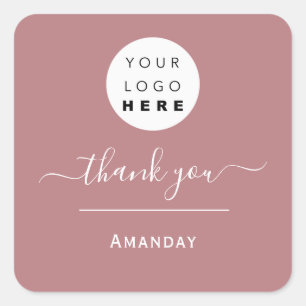 Thank Name Rose Modern Business Boutique Shop Logo Square Sticker