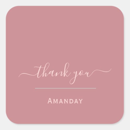 Thank Name Rose Modern Business  Boutique Shop Square Sticker