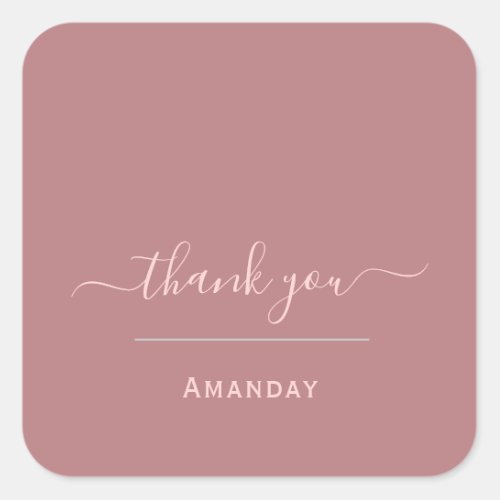 Thank Name Rose Modern Business  Boutique Shop Vip Square Sticker