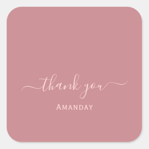 Thank Name Rose Modern Business  Online Boutique Square Sticker