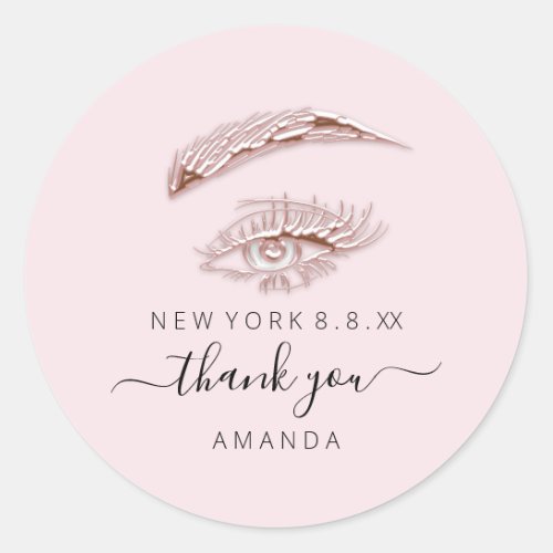 Thank Name Rose Powder  Lashes Microblade Makeup  Classic Round Sticker