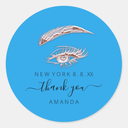 Thank Name Rose White  Lashes Microblade Oceanic Classic Round Sticker