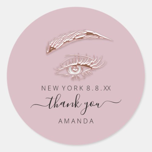 Thank Name Rose White  Lashes Microblade Spa Classic Round Sticker