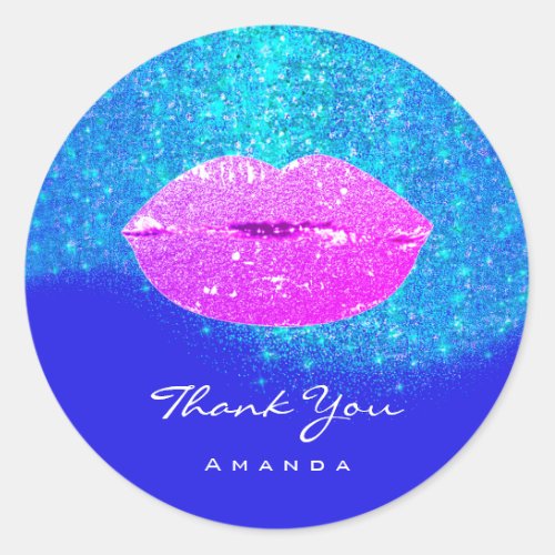 Thank Name Sweet16th Bridal Pink Ocean Ombre Lips Classic Round Sticker