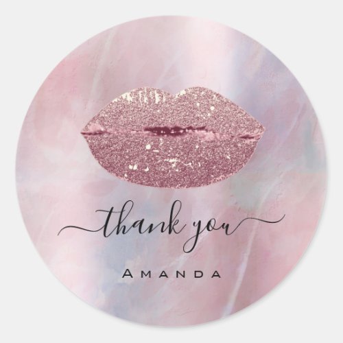 Thank Name Sweet16th Glitter Lips Bridal Shower Classic Round Sticker