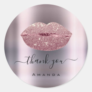 Thank Name Sweet16th Gray Rose Bridal Shower Classic Round Sticker