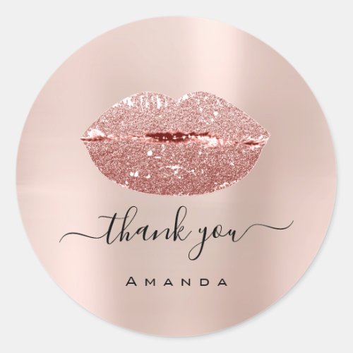 Thank Name Sweet16th  Pink Rose Bridal Shower Classic Round Sticker