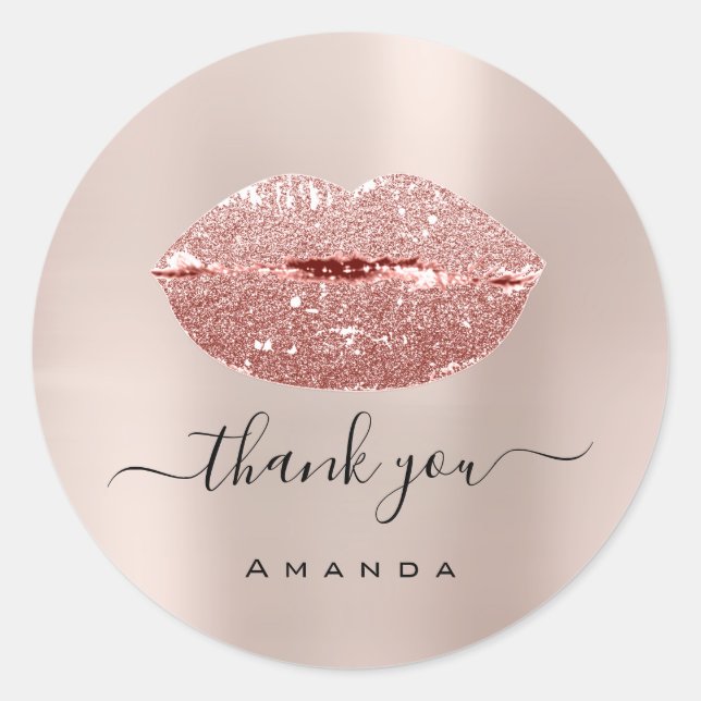 Thank Name Sweet16th  Pink Rose Bridal Shower Classic Round Sticker (Front)