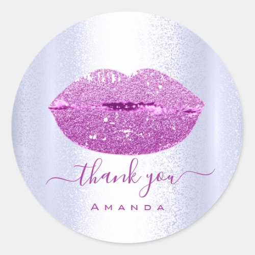 Thank Name Sweet16th Purple Glitter Blue Kiss Lips Classic Round Sticker