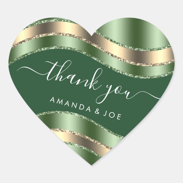 Thank Name Sweet 16th Bridal Gold Mint Green Heart Sticker (Front)
