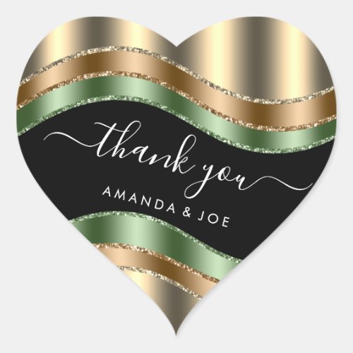 Thank Name Sweet 16th Bridal Gold Mint Green Sage Heart Sticker