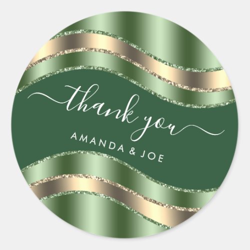 Thank Name Sweet 16th Bridal Gold Sage Woodland  Classic Round Sticker