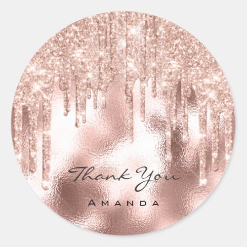 Thank Name Sweet 16th Bridal Rose Blush Classic Round Sticker