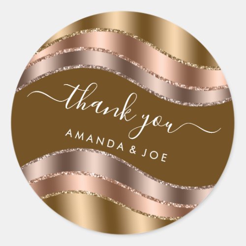 Thank Name Sweet 16th Bridal Rose Gold  Mustard Classic Round Sticker