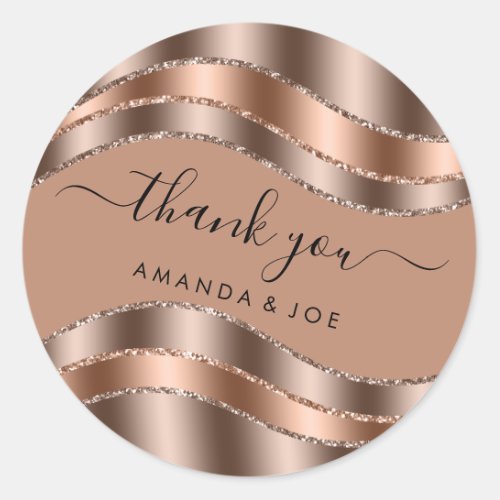 Thank Name Sweet 16th Bridal Rose Gold  Skinny Classic Round Sticker